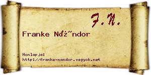 Franke Nándor névjegykártya